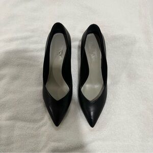 Classic Black Pointed Toe Block Heel Pumps 3.5” Heel Size 8 Womens Comfort Heel